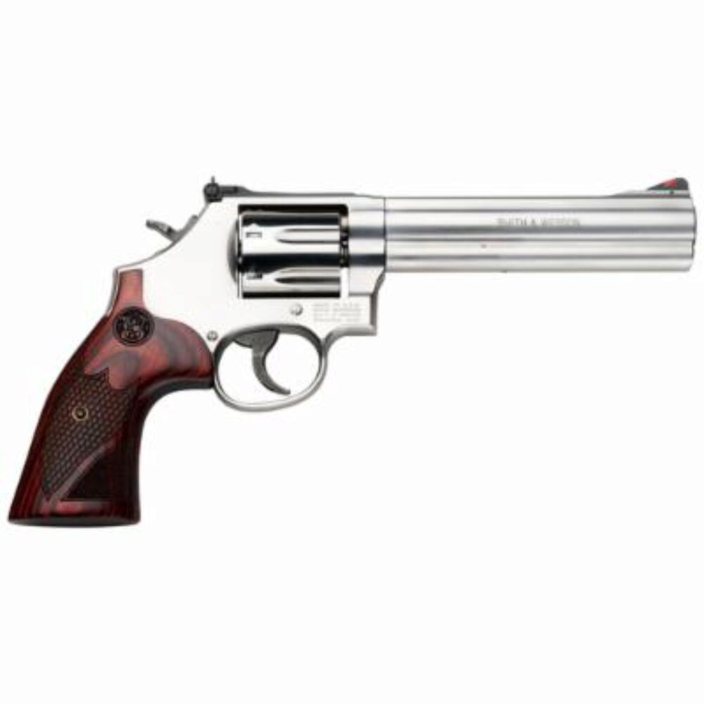Smith & Wesson 150712 Model 686 Plus Deluxe 357 Mag or 38 S&W Spl +P Stainless Steel 6 Barrel, 7rd Cylinder, Satin Stainless Steel L-Frame, Textured Wood Grip, Internal Lock