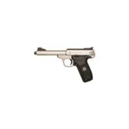 Smith & Wesson 10201 SW22 Victory 22 LR 10+1 5.50 Steel/Threaded Barrel, Satin Stainless Serrated/Steel Slide, Satin Stainless Steel Frame, Black Textured Polymer Grips