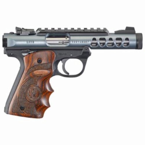 Ruger 43921 Mark IV 22/45 22 LR 10+1 4.40 Satin Stainless Steel Barrel, Diamond Gray Anodized Ventilated Aluminum w/Picatinny Rail Slide, Contoured Wood Laminate Grip