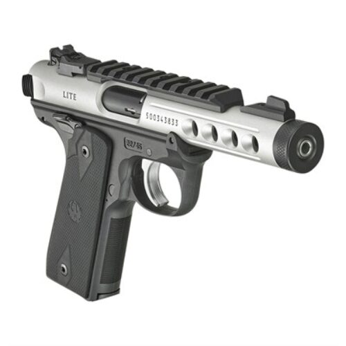 Ruger 43945 Mark IV 22/45 Lite 22 LR 4.40 Threaded Barrel 10+1, Ventilated Aluminum Receiver, Clear Anodized Aluminum Slide, Ambidextrous Manual Safety, Optics Ready