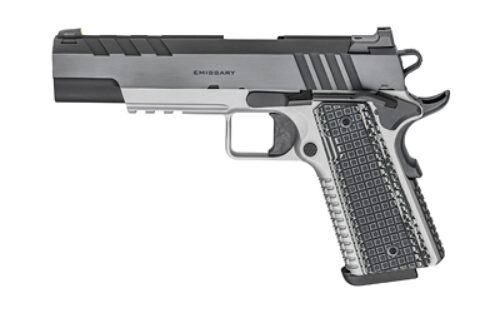 Springfield Armory PX9217L 1911 Emissary 9mm Luger 9+1 4.25 Bull Barrel,  Stainless Steel Frame w/ Beavertail, Serrated Blued Carbon Steel Slide, Black VZ Thin-Line G10 Grip