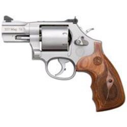 Smith & Wesson 170346 Performance Center Model 686 38 S&W Spl +P, 357 Mag 7rd 2.50 Stainless Steel Barrel, Unfluted Cylinder, Matte Silver Stainless Steel Frame with Wood Grip Includes Moon Clips