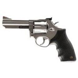 Taurus 2660049 66  38 Special +P/357 Mag 7 Shot 4 Barrel, Overall Matte Stainless Steel, Black Finger Grooved Rubber Grip