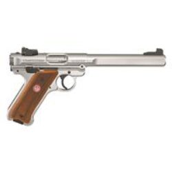 Ruger 40112 Mark IV Competition 22 LR 10+1 6.88 Satin Stainless Slab-Sided Bull Barrel, Satin Stainless Steel/Optic Ready Slide, Checkered Laminate w/Thumbrest Grip