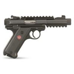 Ruger 40150 Mark IV Tactical 22 LR Caliber with 4.40 Threaded/Picatinny Rail Barrel, 10+1 Capacity, Overall Blued Metal Finish, Checkered Black Polymer Grip & Fixed Sights