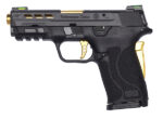 Smith & Wesson 13228 M&P Shield EZ Performance Center 9mm Luger 3.83 8+1 Matte Black Black Armornite Stainless Steel Ported Slide Black Polymer Grip Gold Colored Accetns (No Manual)