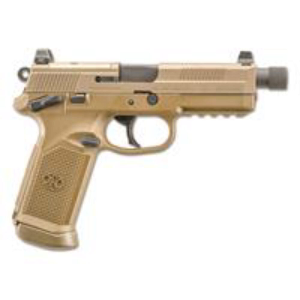 FN 66100223 FNX Tactical 45 ACP 4.50 Barrel 10+1, Flat Dark Earth Polymer Frame With Mounting Rail & Serrated Trigger Guard, Optic Cut FDE Stainless Steel Slide, Ambidextrous Safety, Optics Ready