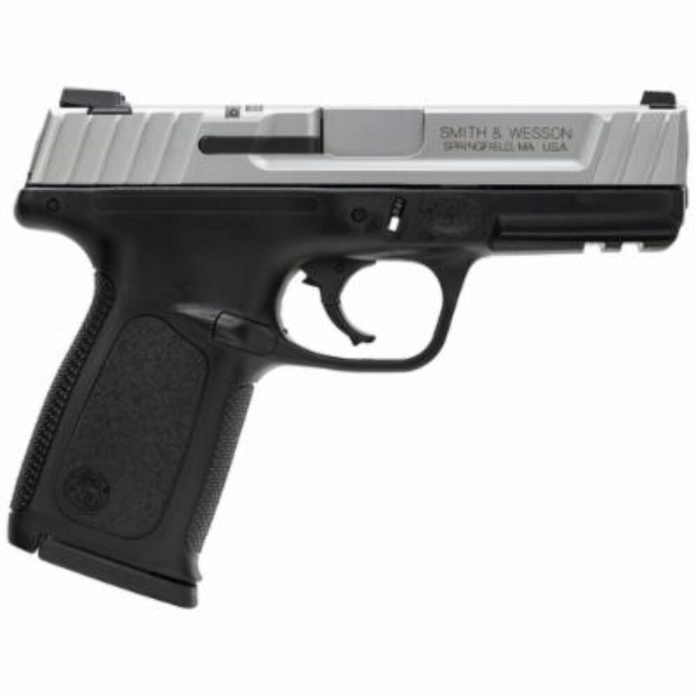 Smith & Wesson 123902 SD VE *MA Compliant 9mm Luger Stainless Steel 4 Barrel 10+1, Black Polymer Frame With Picatinny Acc. Rail, Satin Stainless Steel Slide, Textured Polymer Grip, No Manual Safety