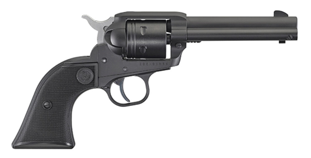 Ruger 2002 Wrangler  22 LR 6 Shot 4.62 Black Cerakote, Black Cerakote Aluminum Frame & Cylinder Black Checkered Polymer Grips