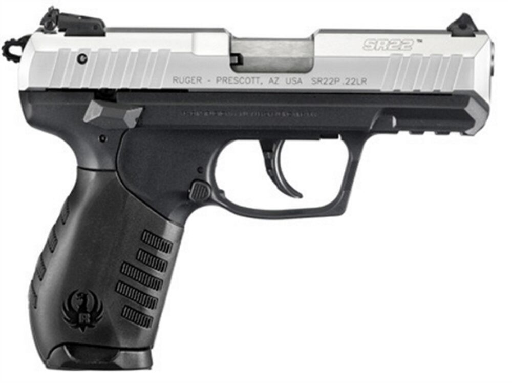 Ruger 3607 SR22  22 LR 10+1 3.50 Satin Stainless Steel Barrel, Silver Anodized Aluminum/Serrated Slide, Black Polymer Frame w/Picatinny Rail Frame, Black Polymer Grips