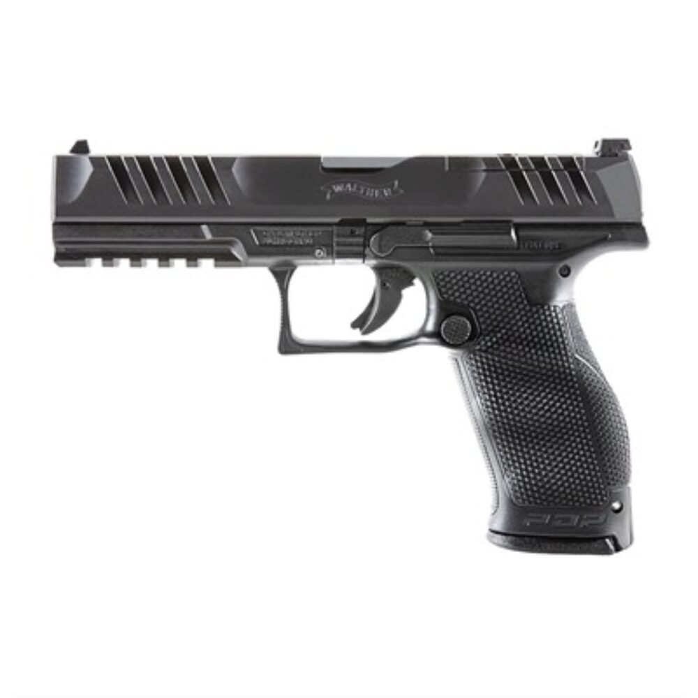 Walther Arms 2844001 PDP Optic Ready 9mm Luger Caliber with 5 Barrel, 18+1 Capacity, Black Finish Picatinny Rail Frame, Serrated/Optic Cut Black Steel Slide & Performance Duty Textured Polymer Grip