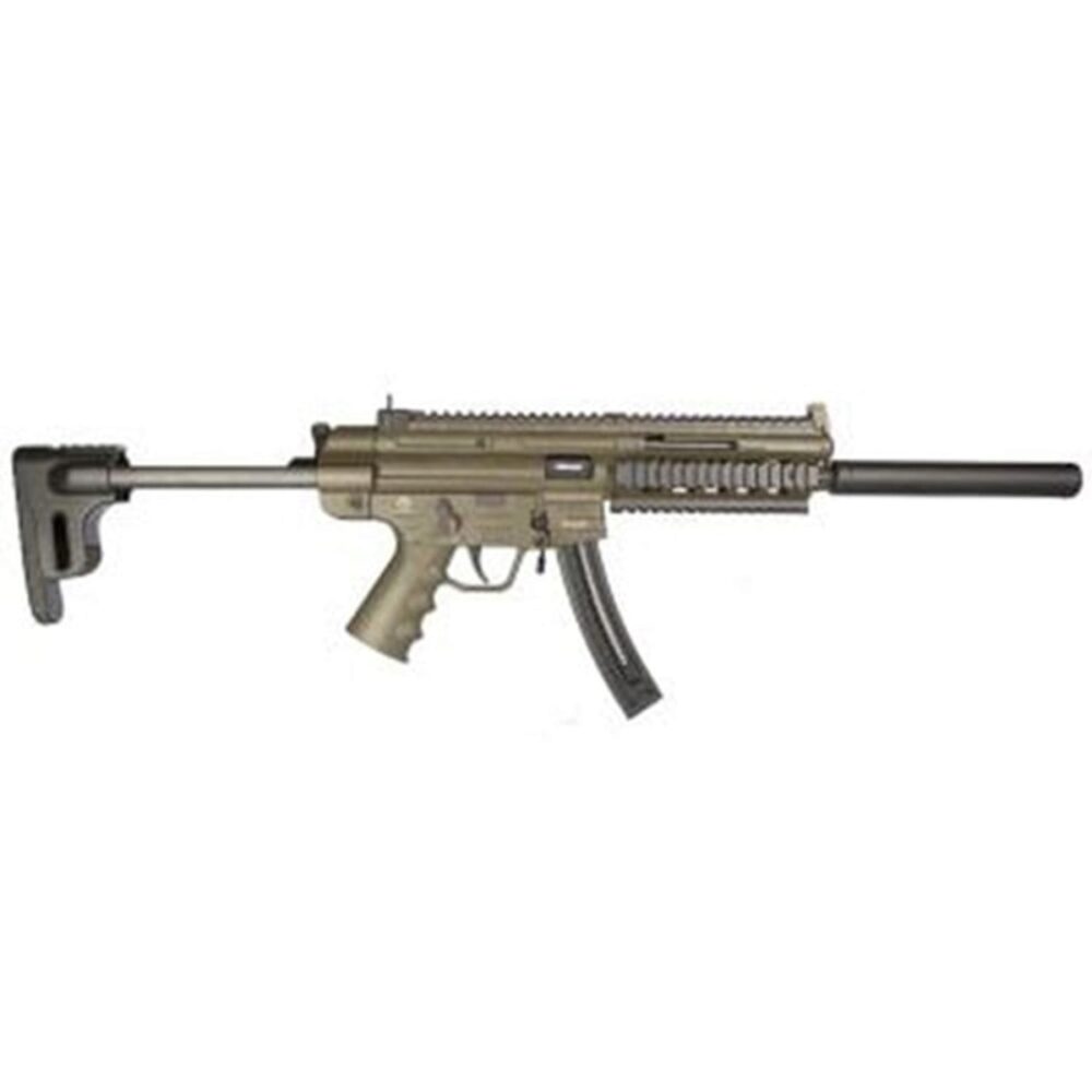 GSG GSG219GERGGSG1622G GSG-16  22 LR Caliber with 22+1 Capacity, 16.25 Barrel, Green Metal Finish & Collapsible w/ Storage Compartment Black Stock (Full Size)