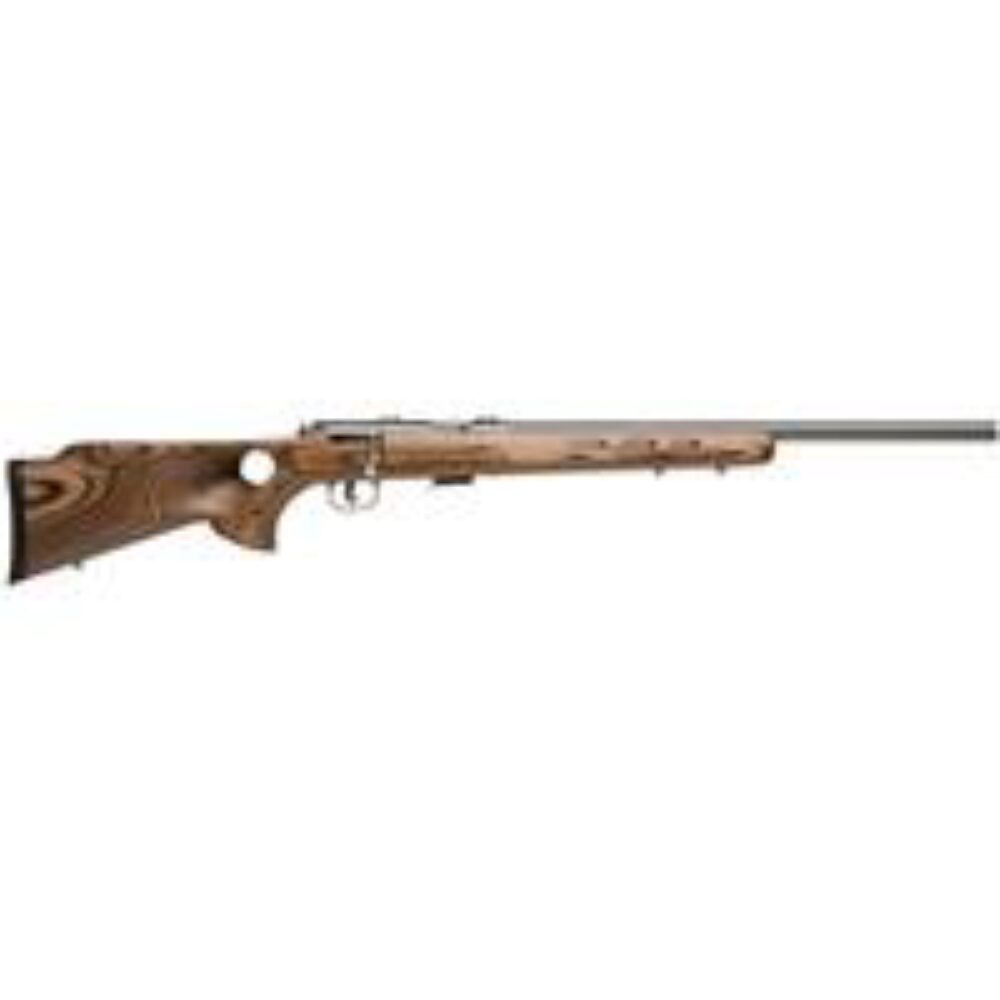 Savage Arms 94725 93 BTVS 22 WMR Caliber with 5+1 Capacity, 21 Barrel, Satin Stainless Metal Finish, Fixed Thumbhole Natural Brown Laminate Stock & AccuTrigger Right Hand (Full Size)