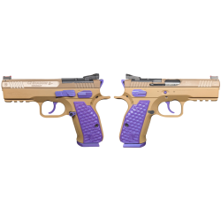 CZ Shadow 2 Compact, Double Action/Single Action, Semi-automatic, Metal Frame Pistol, 9MM, Peanut Butter and Grape Jelly , Aluminum Grips, Manual Safety, Optics Cut Slide, Red Fiber Optic Front Sight/ Adjustable Rear, 15 Rounds, 2 Magazines 91252