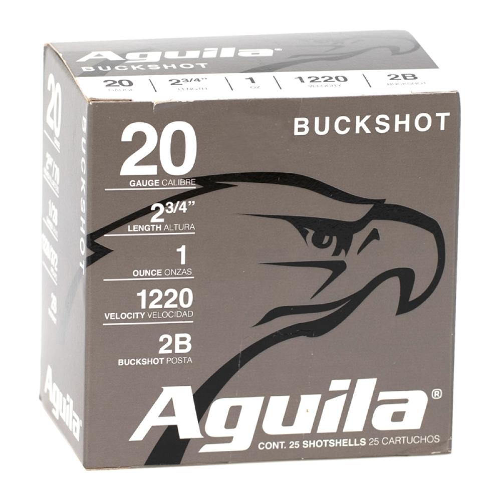 Aguila 1C2002BA Buckshot High Velocity 20 Gauge 2.75 1 oz 2 Buck Shot 25 Per Box/ 10 Cs