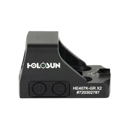 Holosun Technologies 407K-X2 Green Dot, Black Color, Side Battery, 6 MOA Dot HE407K-GR X2