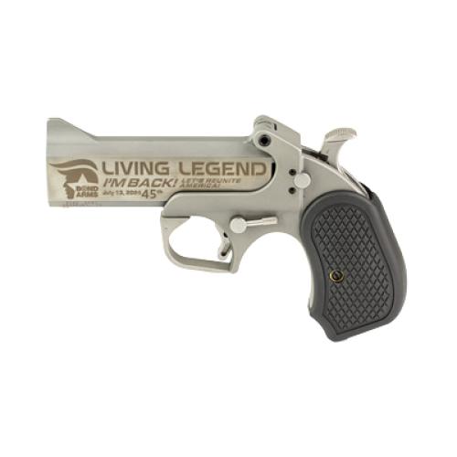 Bond Arms, DT47, Derringer, 410 or 45LC, 4.25" Barrel, Steel, Silver, B6 Resin Grips, Fixed Sights, 2 Rounds, With Trigger Guard