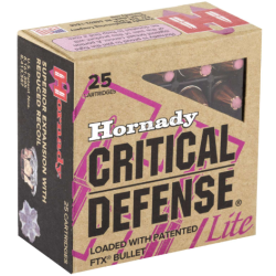Hornady Critical Defense Lite 9mm Luger 100 gr 1125 fps Hornady Flex Tip eXpanding (FTX) 90240 25rd
