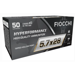 Fiocchi Hyperformance  5.7x28mm 40 gr Tipped Hollow Point (THP) 50 Per Box/10 Cs 57PT40