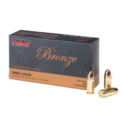 PMC Bronze Target 9mm Luger 115 gr Full Metal Jacket (FMJ) 50 Per Box/ 20 Cs 9A