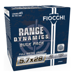 Fiocchi 57FMJ40 Range Dynamics  5.7x28mm 41 gr Full Metal Jacket (FMJ) 150 Per Box/3 Cs