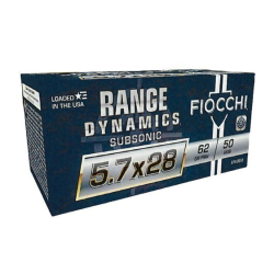 Fiocchi Range Dynamics Subsonic 5.7x28mm 62 gr Full Metal Jacket (FMJ) 50 Per Box/10 Cs 57SUB62