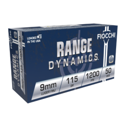 Fiocchi 9AP Range Dynamics  9mm Luger 115 gr Full Metal Jacket (FMJ) 50 Per Box/20 Cs