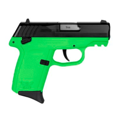 SCCY CPX-1 Handgun 9mm Luger 10rd Magazine Barrel External Safety Only Black Slide/Lime Green Frame