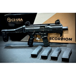 CZ USA SCORPION 3+ MICRO 9MM BK 20+1 ADJ SIGHTS w/ Folding Brace