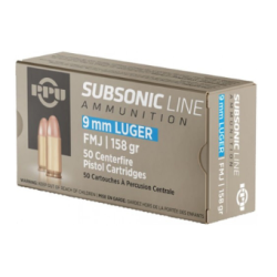Prvi Partizan 9mm Luger Subsonic, 158 Grain, FMJ, 50/Box