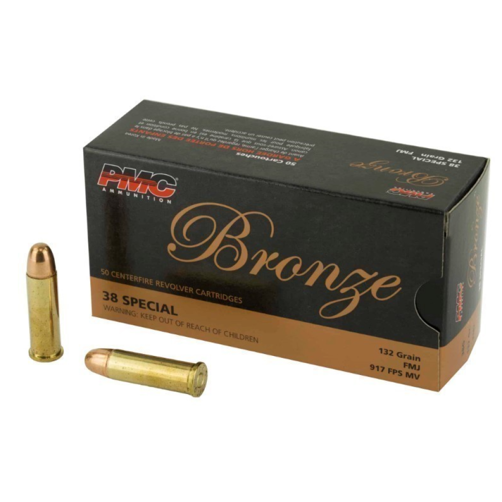 PMC 38G Bronze Target 38 Special 132 gr Full Metal Jacket (FMJ) 50 Per Box/ 20 Cs