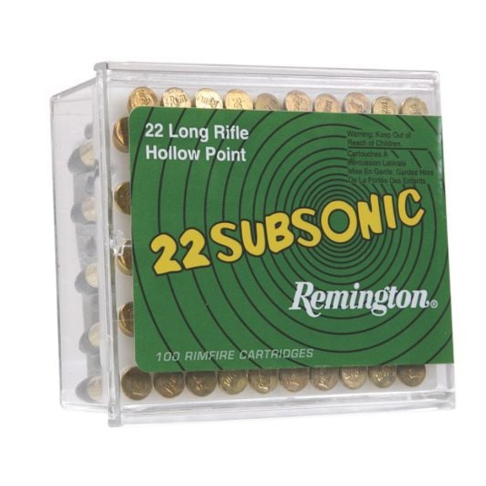REMINGTON 22 SUBSONIC 38 GR LEAD HOLLOW POINT .22LR AMMO, 100/BOX