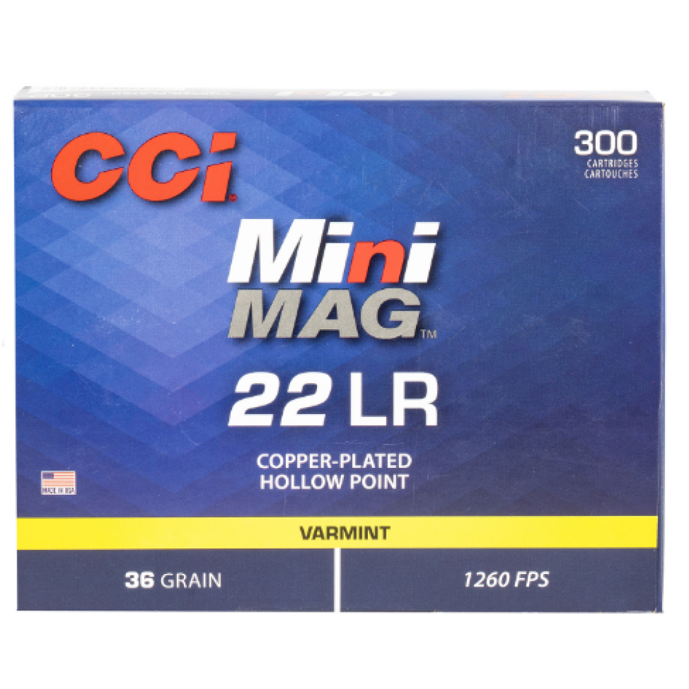 CCI 962 Mini-Mag Varmint 22LR 36gr Jacketed Hollow Point 300 Per Box