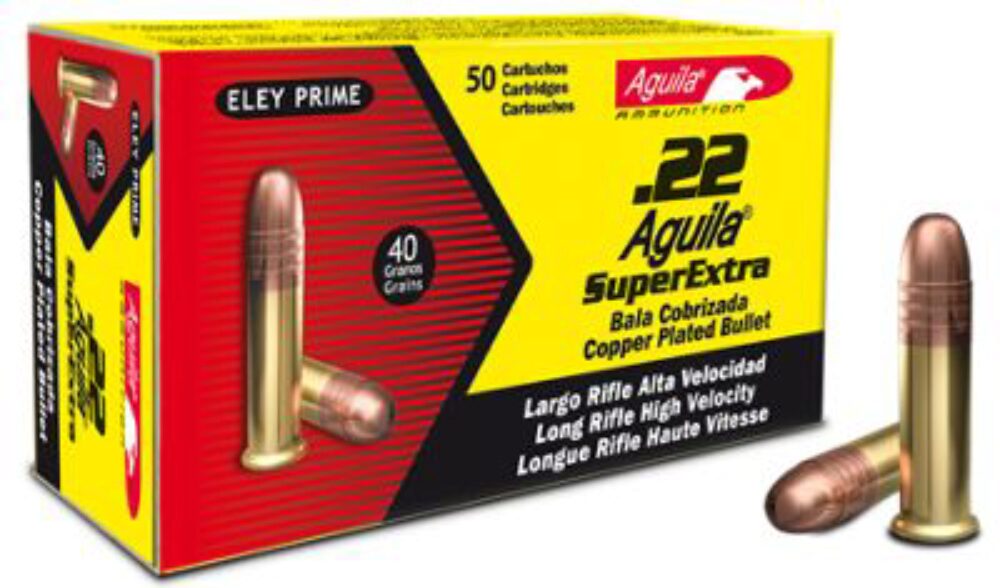 Aguila Super Extra Rimfire 22 LR 40 gr Copper-Plated Solid Point 50 Per Box/ 40 Cs 1B220328