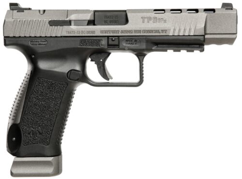 Canik HG3774GN TP9SFx  9mm Luger 5.20 20+1 Black Finish Frame with Tungsten Gray Cerakote Steel Slide, Tungsten Gray Interchangeable Backstrap Grip & Picatinny Rail