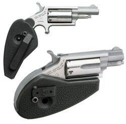 North American Arms 22MHG Mini-Revolver  22 WMR 5 Shot 1.63 Barrel, Overall Stainless Steel Finish, Black Synthetic Holster Grip