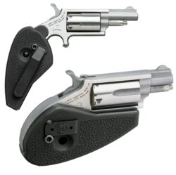 North American Arms 22MSHG Mini-Revolver  22 WMR 5 Shot 1.13 Barrel, Overall Stainless Steel Finish, Black Synthetic Holster Grip