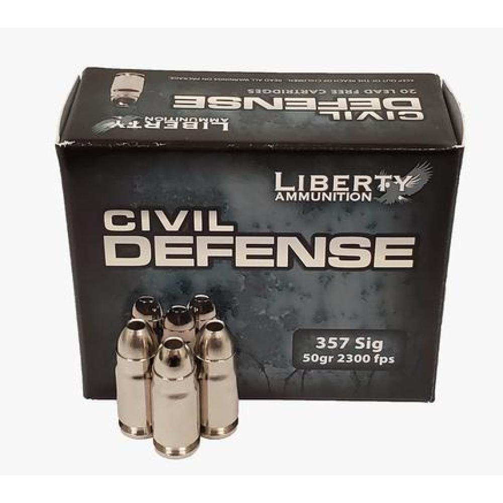 Civil Defense .357 SIG 50GR Copper Mono, Frag HP Lead Free 20RD