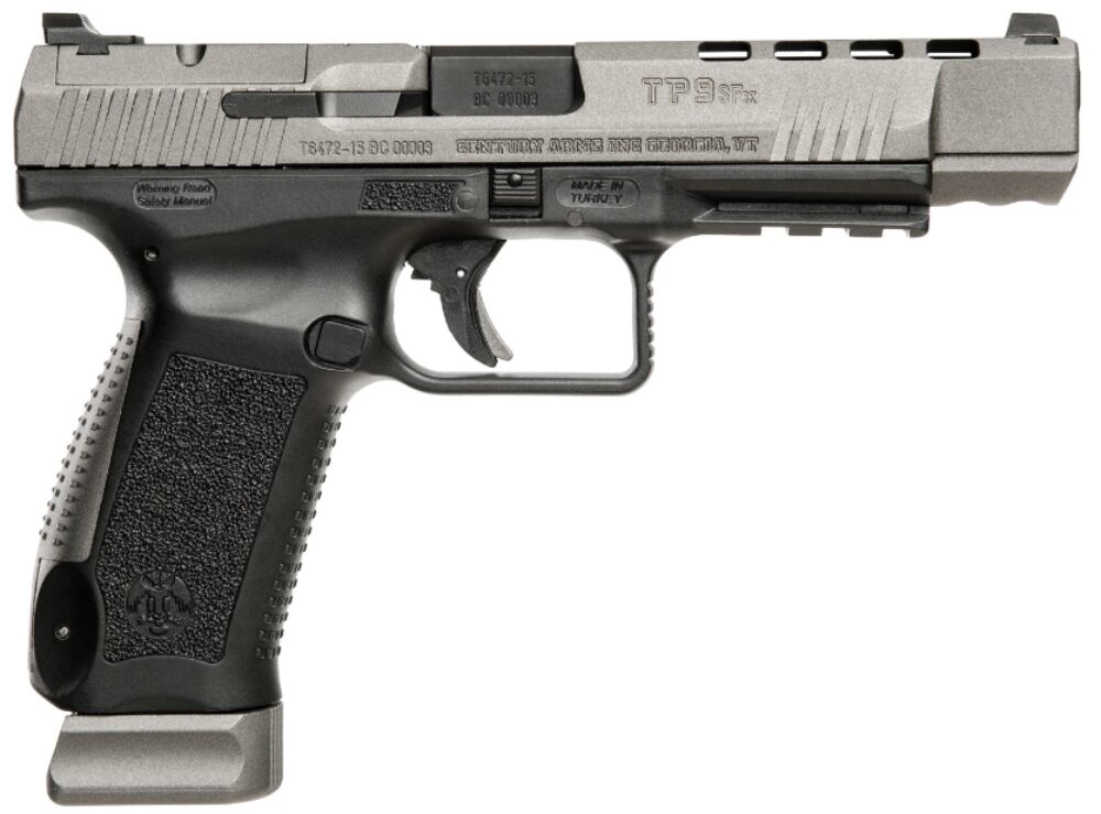 Canik HG3774GN TP9SFx  9mm Luger 5.20 20+1 Black Finish Frame with Tungsten Gray Cerakote Steel Slide, Tungsten Gray Interchangeable Backstrap Grip & Picatinny Rail