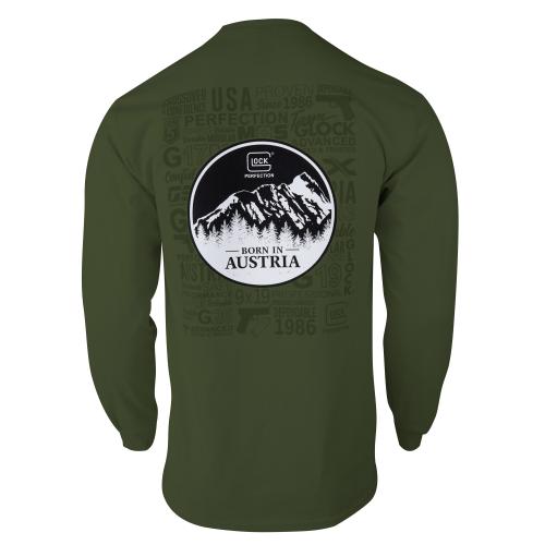 Glock, OEM Born in Austria, Long Sleeve T-Shirt, X-Large, Olive D