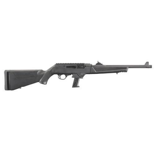 Ruger, PC Carbine, Semi-automatic Rifle, 9MM, 16.12" Fluted/Threaded Heavy Barrel, Black Finish, Synthetic Stock, Adjustable Ghost Ring Rear Sight, Protected Blade Front Sight, 17 Rounds, Takedown
