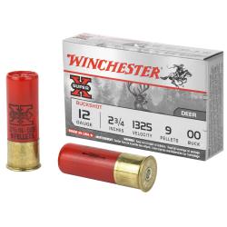 Winchester Super-X 12 Gauge 2.75in 00 Buck Centerfire Shotgun Buckshot Ammunition for Deer, Varmint