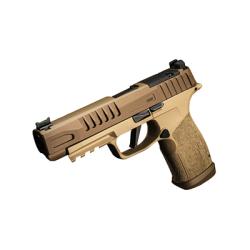 Sig Sauer P365 Fuse, Semi-automatic, Striker Fired, Polymer Frame Pistol, Compact, 9MM, 4.3 Barrel, Cerakote Finish, Custom 2-Tone Tan by Shark Coast Tactical, Sig Sauer LXG Grip, Fiber Optic Front and Low Profile Combat Rear Sights, 3 Magazines, (2)