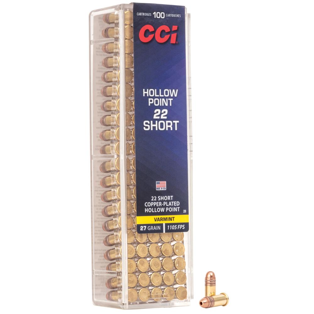CCI Ammunition Short Hollow Point .22 Short 27 Grain Copper Plated Hollow Point Rimfire Ammunition