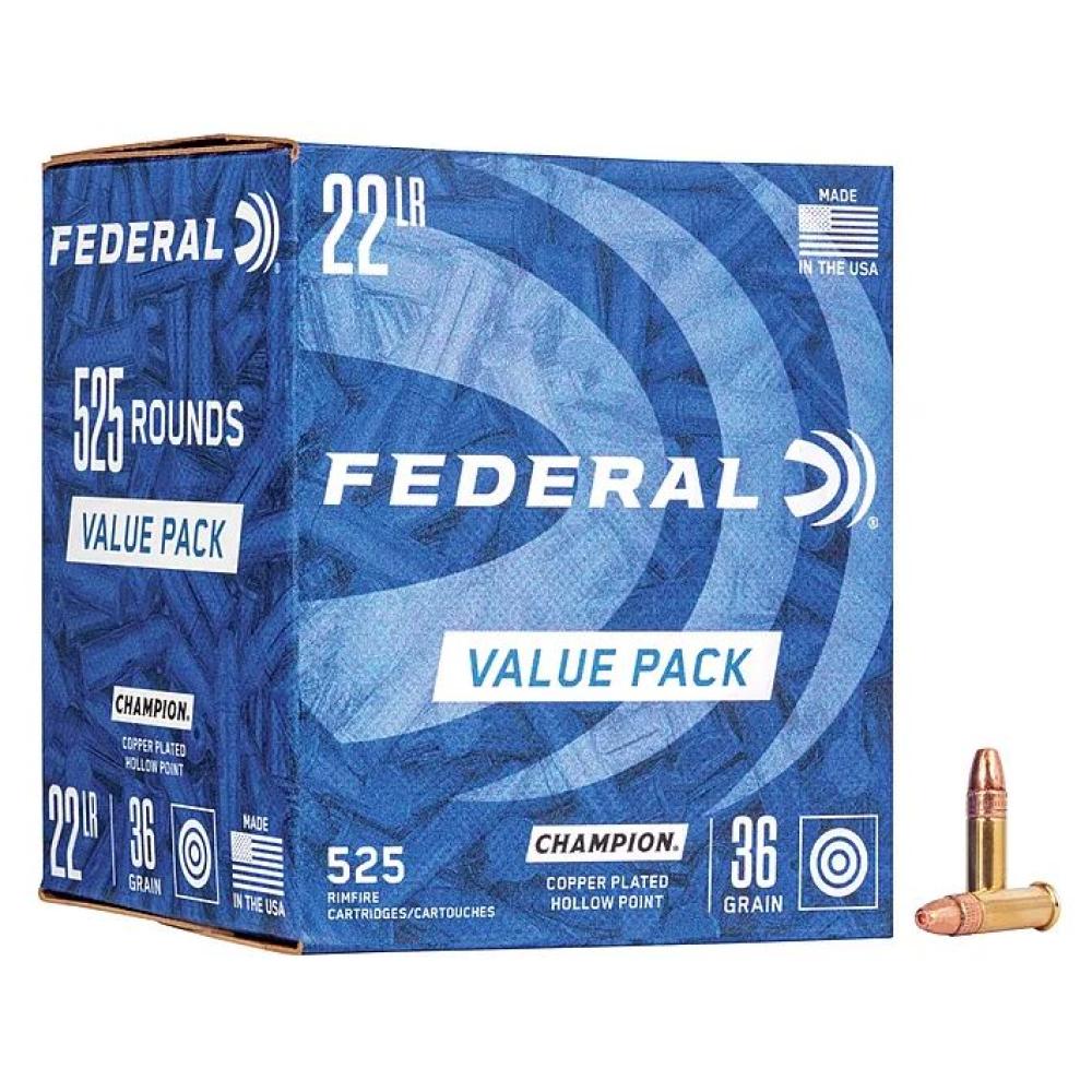 Federal Premium Champion Training - Rimfire .22 Long Rifle 36 Grain Copper Plated Hollow Point Rim