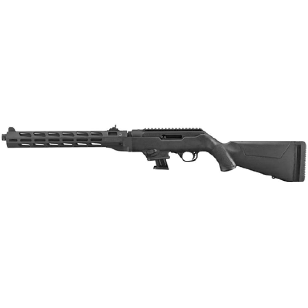 Ruger, PC Carbine, Semi-automatic Rifle, 9MM, 16.12" Fluted/Threaded Heavy Barrel, Black, Synthetic Stock, M-LOK Handguard, Adjustable Ghost Ring Rear Sight, Protected Blade Front Sight, 10 Rounds, Takedown