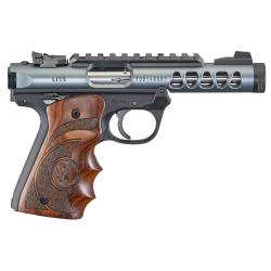 Ruger 43921 Mark IV 22/45 22 LR 10+1 4.40 Satin Stainless Steel Barrel, Diamond Gray Anodized Ventilated Aluminum w/Picatinny Rail Slide, Contoured Wood Laminate Grip