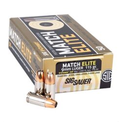 Sig Sauer E9MMA1COMP50 Match Elite Competition  9mm Luger 115 gr 1185 fps V-Crown Jacketed Hollow Point (VJHP) 50 Bx/10 Cs