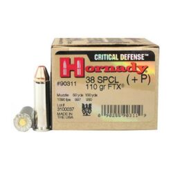Hornady 90311 Critical Defense  38 Special +P 110 gr Hornady Flex Tip eXpanding (FTX) 25 Per Box/ 10 Cs