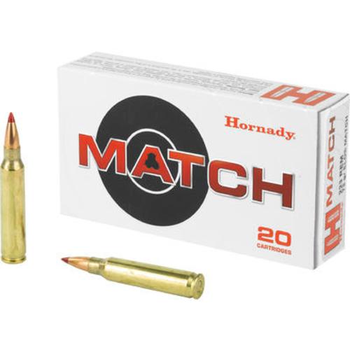 HORNADY MATCH AMMUNITION - 223 REMINGTON - 73 GRAIN ELD MATCH - 20 ROUNDS - BRASS CASE